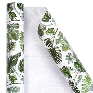 LaRibbons Monstera Leaf Wrapping Paper Roll - Perfect for Birthdays, Wedding, Baby Showers, Mother's Day - 30 inch x 33 feet