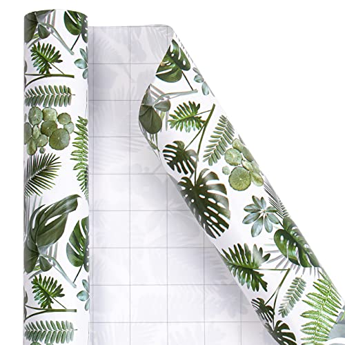 LaRibbons Monstera Leaf Wrapping Paper Roll - Perfect for Birthdays, Wedding, Baby Showers, Mother's Day - 30 inch x 33 feet