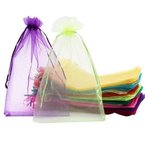 SumDirect Big Organza Gift Bags - 100Pcs 8x12 Inches Big Mesh Bags, Christmas Organza Gift Party Favor Bags with Drawstring