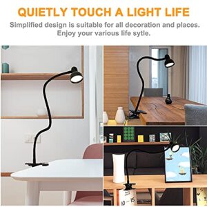 LiFMIRA Clip on Light Reading Light 3000-6500K Adjustable Colors 30 Lighting Modes Eye Caring LED Desk Lamp Clamp Flexible Gooseneck Clip Desk Lamp for Bed Headboard Computer Dorm Home Office (Black)