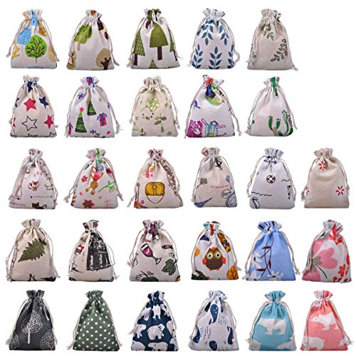 eZAKKA Empty Sachet Gift Bags Burlap Bags Storage Linen Bag Pouch with Drawstring for Wedding Party Shower Birthday Christmas DIY Craft, 28 Pieces