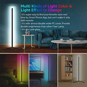 Modern Two Pack LED Corner RGB Floor Lamp,Updated Bigger Size , Smart App Control,40W LED Color Changing Floor Lamp with Remote, RGB Floor Lamp for Bedroom,Living Room