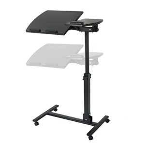 ZENY Mobile Laptop Stand Overbed Table Rolling Desk Cart Adjustable Sit-Stand Laptop Computer Desk Bedside Standing Desk, Height Adjutable 24'' to 35''