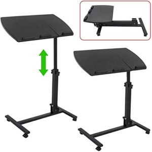 ZENY Mobile Laptop Stand Overbed Table Rolling Desk Cart Adjustable Sit-Stand Laptop Computer Desk Bedside Standing Desk, Height Adjutable 24'' to 35''