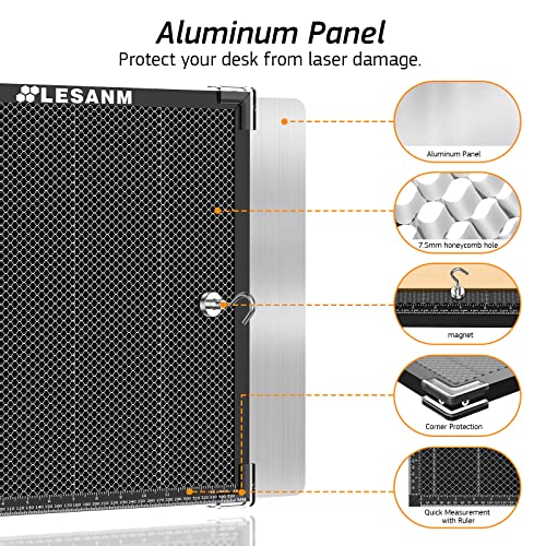 Honeycomb Laser Bed, LESANM 15.7X 15.7X 0.87 inch Honeycomb Working Panel for CO2 or Diode Laser Engraver Cutting Machine, Honeycomb Working Table with Aluminum Plate for Table-Protecting