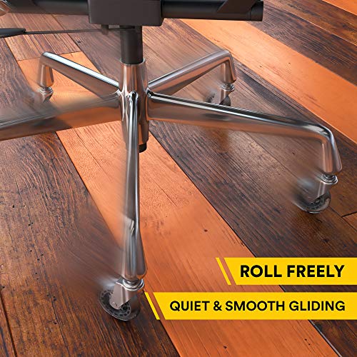 Office Chair Caster Wheels Replacement - Set of 5 HARDWOOD FLOOR Chair Wheels - No Chair Mat Needed - 3" Rollerblade Style HEAVY DUTY Desk Chair Casters With Soft Rubber Wheels, Smooth & Silent