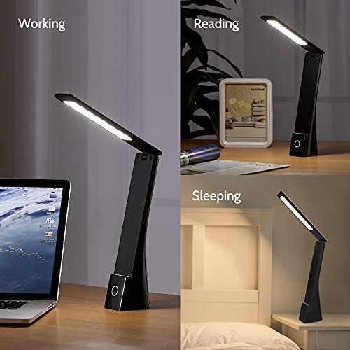 Koopala LED Desk Lamp, Cordless Lamp with 3 Lighting Modes 3 Brightness Levels, Rechargeable Reading Lamp with Adjustable Arm & USB Charge Port, Foldable Eye Caring Table Light for Home Office Study