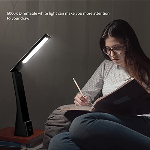 Koopala LED Desk Lamp, Cordless Lamp with 3 Lighting Modes 3 Brightness Levels, Rechargeable Reading Lamp with Adjustable Arm & USB Charge Port, Foldable Eye Caring Table Light for Home Office Study