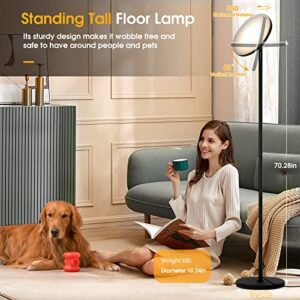 PESRAE Floor Lamp, 32W/2600LM LED Torchiere Standing Lamp for Living Room, Modern Super Bright Floor Lamp with Remote, 4 Color Temperatures Stepless Dimming Floor Lamps for Bedroom Office, Black