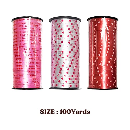 Valentine’s Day Heart Ribbon Decorations – Valentines V-Day Balloon Gift Roll Wrapping Party Supplies