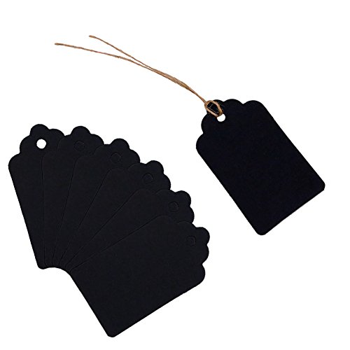 125pcs Black Paper Gift Tags with Free 200 Root Natural Jute Twine