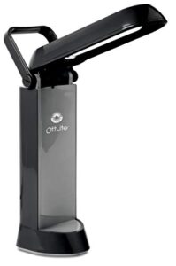 ottlite 13 watt folding task lamp, black – portable, adjustable, desk light