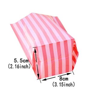 Clear Plastic Cellophane Treat Bags - Red White Stripes Party Favors Cello Bags Wedding Baby Shower Birthday Carnival Party Cookie Candy Treat Favors Bags, 100pc