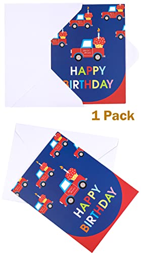 WRAPAHOLIC 13" Large Gift Bag with Card and Tissue Paper - Car Design Happy Birthday