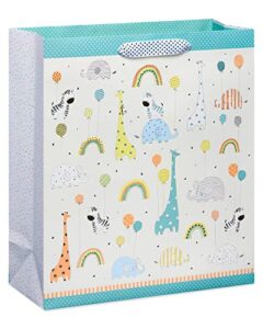 papyrus 18″ jumbo gift bag – designed by house of turnowsky (zoo animals with balloons) for baby showers, baby sprinkles, new baby, baptisms, christenings and all baby occasions (1 bag)