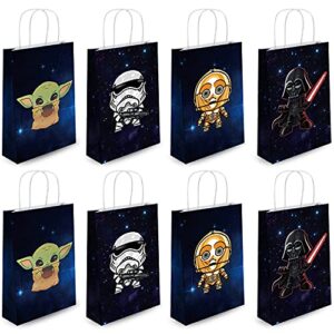 lagreme mandalorian baby yoda theme birthday party decorations gift bags for yoda goodie bags party supplies, 16 count (pack of 1)