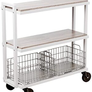 Atlantic Modular Mobile Storage Cart System, with Interchangeable Shelves & Baskets, Powder-Coated All-Steel Frame, 3-Tier, Caster Wheels for Mobility, PN 23350328, in White