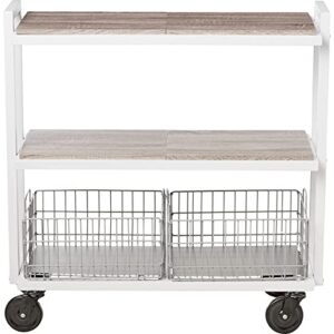 Atlantic Modular Mobile Storage Cart System, with Interchangeable Shelves & Baskets, Powder-Coated All-Steel Frame, 3-Tier, Caster Wheels for Mobility, PN 23350328, in White