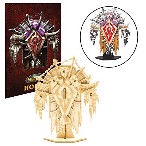 World of Warcraft Horde 3D Wood Puzzle & Model Figure Kit (19 Pcs) with Exclusive Poster - Build & Paint Your Own 3-D Game Toy - Holiday Educational Gift for Kids & Adults, No Glue Required, 12+ 