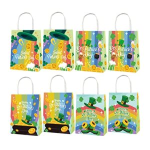 sorkwo 12 pack st. patrick’s day gift bags with handle, shamrock theme party gift bag irish clover holiday gift bags for st. patrick’s day party favors supplies (st. patrick’s day gift bags)