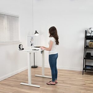 VIVO Electric Height Adjustable 40 x 24 inch Stand Up Desk, Complete Standing Workstation with 2 Button Controller, White 2 Part Top, White Frame, DESK-EP40TW