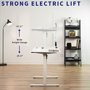 VIVO Electric Height Adjustable 40 x 24 inch Stand Up Desk, Complete Standing Workstation with 2 Button Controller, White 2 Part Top, White Frame, DESK-EP40TW