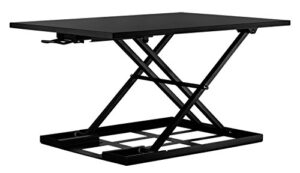 mount-it! standing desk converter, height adjustable sit stand desk, 32×22 inch preassembled stand up desk converter, ultra low profile design, black