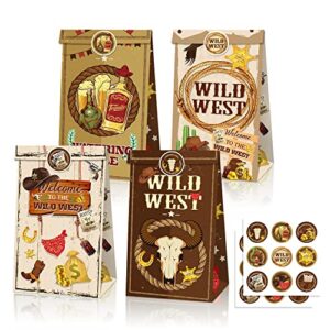 kristin paradise 12pcs western cowboy party favor bags, texas rodeo theme birthday paper goodie gift bags