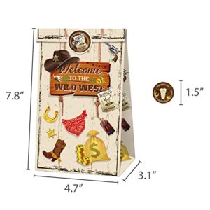 Kristin Paradise 12Pcs Western Cowboy Party Favor Bags, Texas Rodeo Theme Birthday Paper Goodie Gift Bags