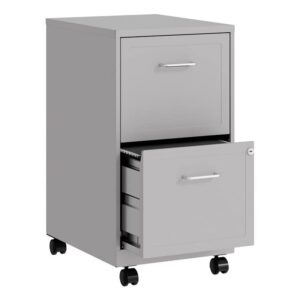 scranton & co mobile 2 drawer metal vertical file cabinet, letter-size, in arctic silver, partially assembled