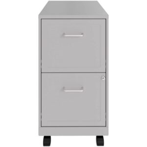 Scranton & Co Mobile 2 Drawer Metal Vertical File Cabinet, Letter-Size, in Arctic Silver, Partially Assembled