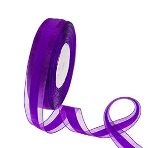 ATRBB 50 Yards 1 Inch Wide Satin Ribbon with Organza Edge for Wedding Gifts Wrapping DIY Bows and Craft (Purple)