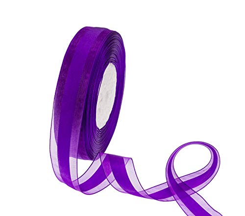 ATRBB 50 Yards 1 Inch Wide Satin Ribbon with Organza Edge for Wedding Gifts Wrapping DIY Bows and Craft (Purple)