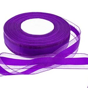 ATRBB 50 Yards 1 Inch Wide Satin Ribbon with Organza Edge for Wedding Gifts Wrapping DIY Bows and Craft (Purple)