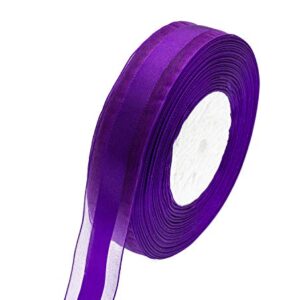 ATRBB 50 Yards 1 Inch Wide Satin Ribbon with Organza Edge for Wedding Gifts Wrapping DIY Bows and Craft (Purple)