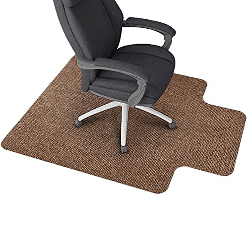 ECOSO Office Chair Mat for Hardwood/ Tile Floor, with Lip, 36"x 48",0.16" Thick, Hard Floor Protector, Anti Slip, Self Adhesive and ECO Friendly, Floor Mat for Office/Home. (Brown)