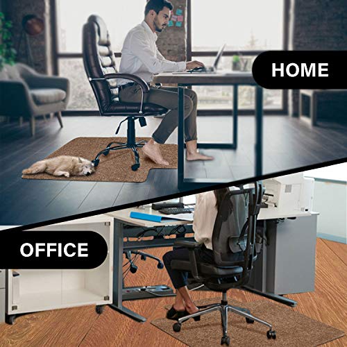 ECOSO Office Chair Mat for Hardwood/ Tile Floor, with Lip, 36"x 48",0.16" Thick, Hard Floor Protector, Anti Slip, Self Adhesive and ECO Friendly, Floor Mat for Office/Home. (Brown)