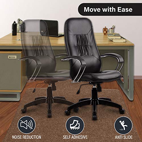 ECOSO Office Chair Mat for Hardwood/ Tile Floor, with Lip, 36"x 48",0.16" Thick, Hard Floor Protector, Anti Slip, Self Adhesive and ECO Friendly, Floor Mat for Office/Home. (Brown)