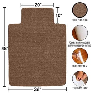 ECOSO Office Chair Mat for Hardwood/ Tile Floor, with Lip, 36"x 48",0.16" Thick, Hard Floor Protector, Anti Slip, Self Adhesive and ECO Friendly, Floor Mat for Office/Home. (Brown)