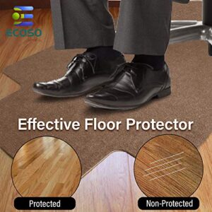 ECOSO Office Chair Mat for Hardwood/ Tile Floor, with Lip, 36"x 48",0.16" Thick, Hard Floor Protector, Anti Slip, Self Adhesive and ECO Friendly, Floor Mat for Office/Home. (Brown)