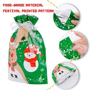 40pcs Drawstrings Christmas Gift Bags Assorted Sizes, Holiday Gift Bag Bulk Christmas Bags For Gifts Wrapping, Reusable Plastic Xmas Presents Party Favor Goody Bags Jumbo/Extra Large/Medium/Small