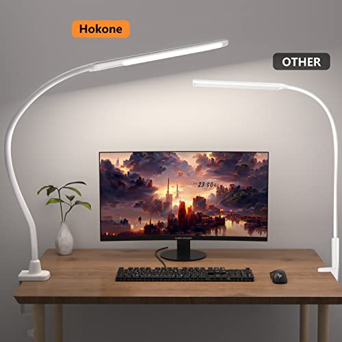 LED Desk Lamp With Clamp, 10W Gooseneck Lamps Touch Control,Swing Arm Clamp Lamp, Architect Clamp Desk Lamp Dimmable,Nail Lamp for Desk Table (White)