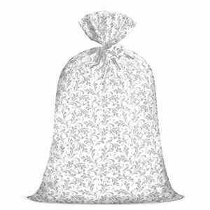 wrapaholic 56″ large plastic gift bag – silver floral design for birthdays, mother’s day, wedding, baby shower, parties, or any occasion – 56″ h x 36″ w