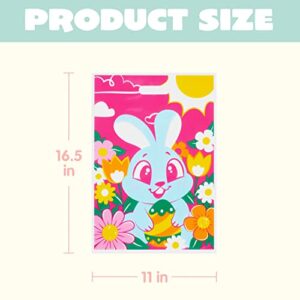 JOYIN 72 Pcs Easter Large Plastic Tote Bags, Easter Goodie Treat Gift Bags for Egg Hunt, Easter Kids Party Favor Party Supplies(Animals and Flowers)