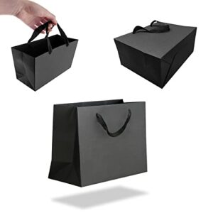 MFDSJ 21 Pcs Black Paper Gift Bags, 3 Sizes Combination Kraft Paper Handle Bags for Present, Shopping and Party