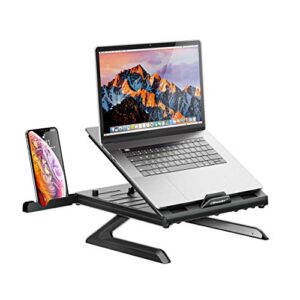 olmaster laptop stand, muti-angle adjustable portable foldable stand with heat-vent, ergonomic laptop stand riser for desk compatible with macbook, air, pro, surface laptop (9-15.6 inches) (black)