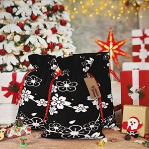 Drawstrings Christmas Gift Bags Snow-Fluttering-Plum Presents Wrapping Bags Xmas Gift Wrapping Sacks Pouches Medium