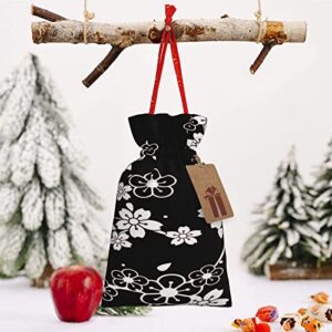Drawstrings Christmas Gift Bags Snow-Fluttering-Plum Presents Wrapping Bags Xmas Gift Wrapping Sacks Pouches Medium