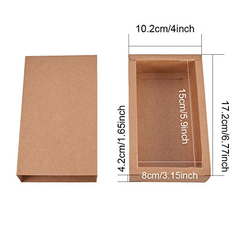 BENECREAT 16 Pack 6.8x4x1.65'' Kraft Paper Drawer Box Festival Gift Wrapping Boxes Soap Jewelry Candy Weeding, Valentine's Day Party Favors Gift Packaging Boxes - Brown