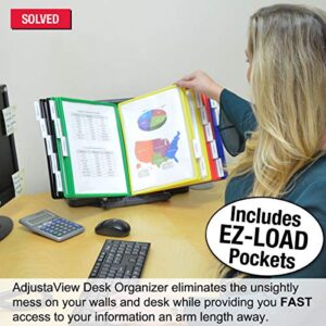 Ultimate Office AdjustaView 20-Pocket Desk Reference Organizer with Easy-Load Pockets and Compact Weighted Base for Stability (Colored Pockets)